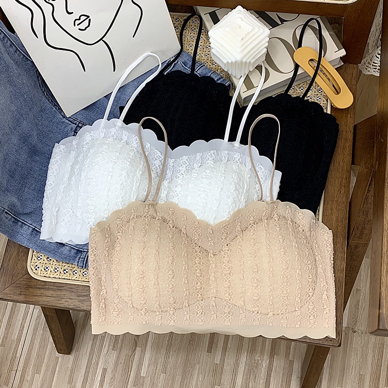 Áo Bra 2 Dây Ren, Bra Nữ Mút Mỏng, Áo Ngực Không Gọng Lượn Sóng Viền ZANA BRA B8985