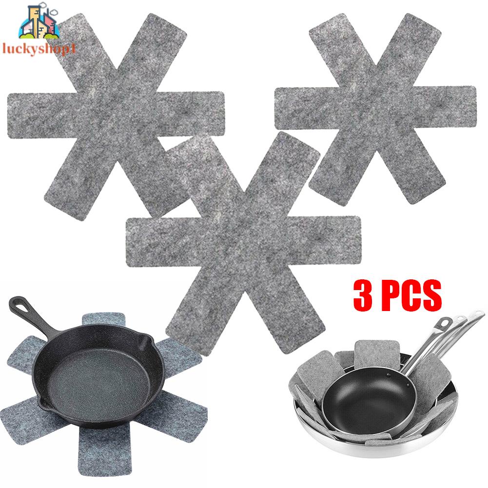 Set 3 Miếng Lót Nồi Chảo Bằng Vải Nỉ Chống Trầy Chống Dính
