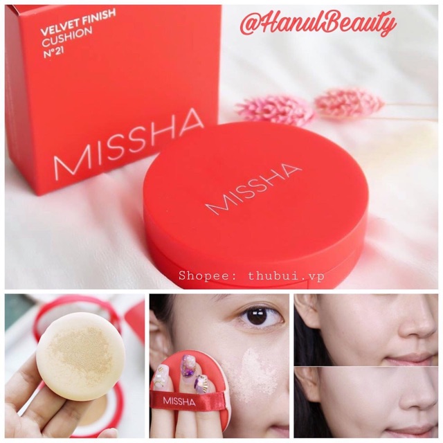 Phấn nước MISSHA Che Phủ Tốt Lâu Trôi Velvet Finish Cushion SPF50+ PA+++