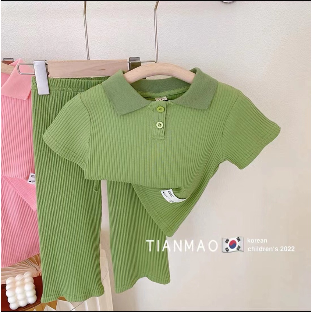 Bộ bé gái len tăm cổ bẻ quần dài ống xuông 4 mầu SIZE đại 20-32kg XHN1047