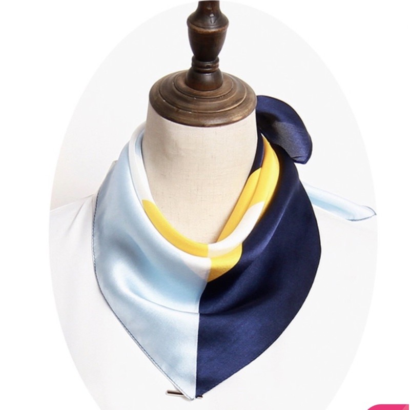 Khăn turban lụa vuông choàng cổ size 70x70cm thanh lịch phong cách nữ tính đa năng dùng làm áo yếm màu đơn giản