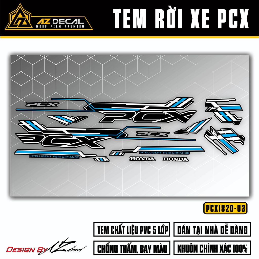 Tem Chế Dán Xe PCX Thiết Kế Cá Tính | PCX-03 | Decal Rời Dán Xe Máy PCX 125 150 160 Đời 2014 - 2020 Chống Nước Bền Màu