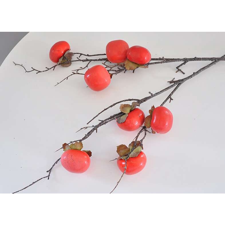 Cành quả hồng giả 4 trái cao cấp màu sắc tự nhiên dừng trang trí nhà của, quán cafe, phụ kiện chụp ảnh