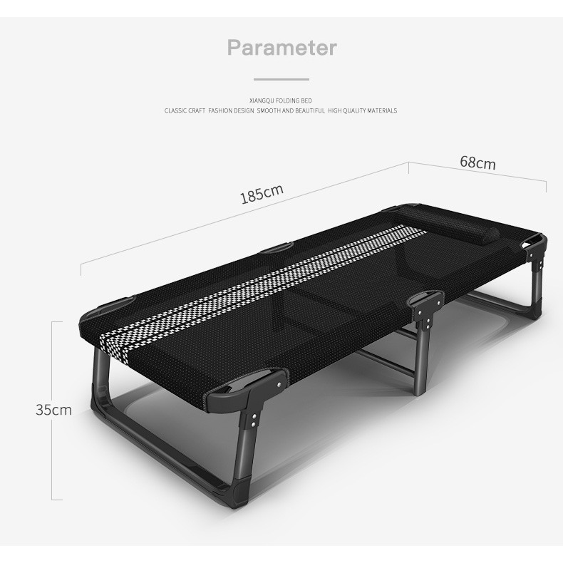 GIƯỜNG XẾP GỌN KHUNG THÉP 68CM - GIƯỜNG XẾP VĂN PHÒNG - Giường gấp văn phòng - Giường xếp thép đen xịn