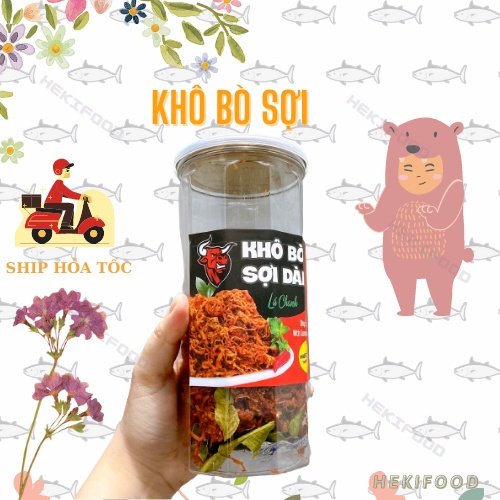 Khô bò sợi dài lá chanh thơm ngon 300g - Ăn vặt Heki