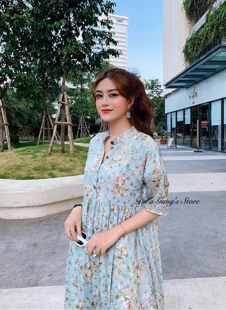 [Free ship] Đầm Dáng Suông Đầm maxi voan hoa thêu xanh Dưa Gang store DMH01 bánh bèo siêu dễ thương bầu bí bon chen thoá | BigBuy360 - bigbuy360.vn