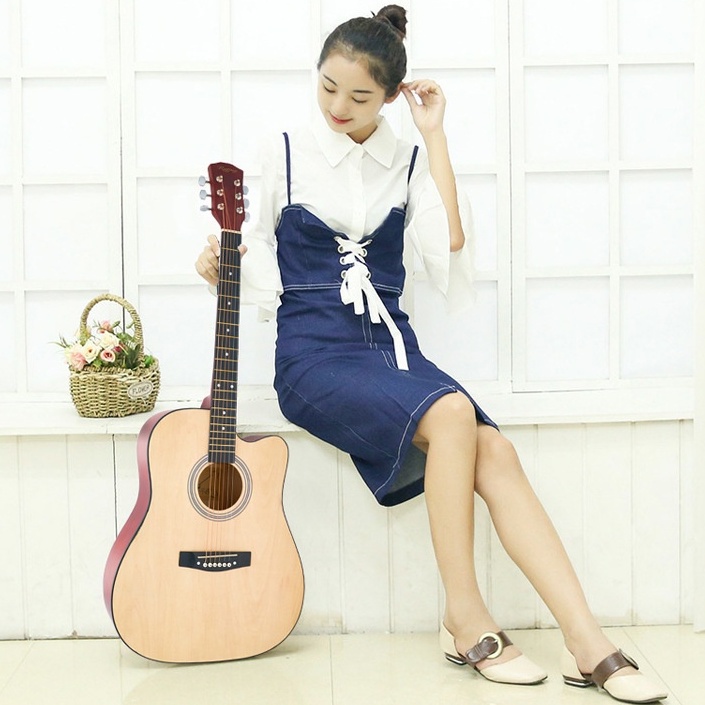 RẺ NHẤT THỊ TRƯỜNG Đàn Guitar Thùng Dáng Khuyết Gỗ Hồng Đào