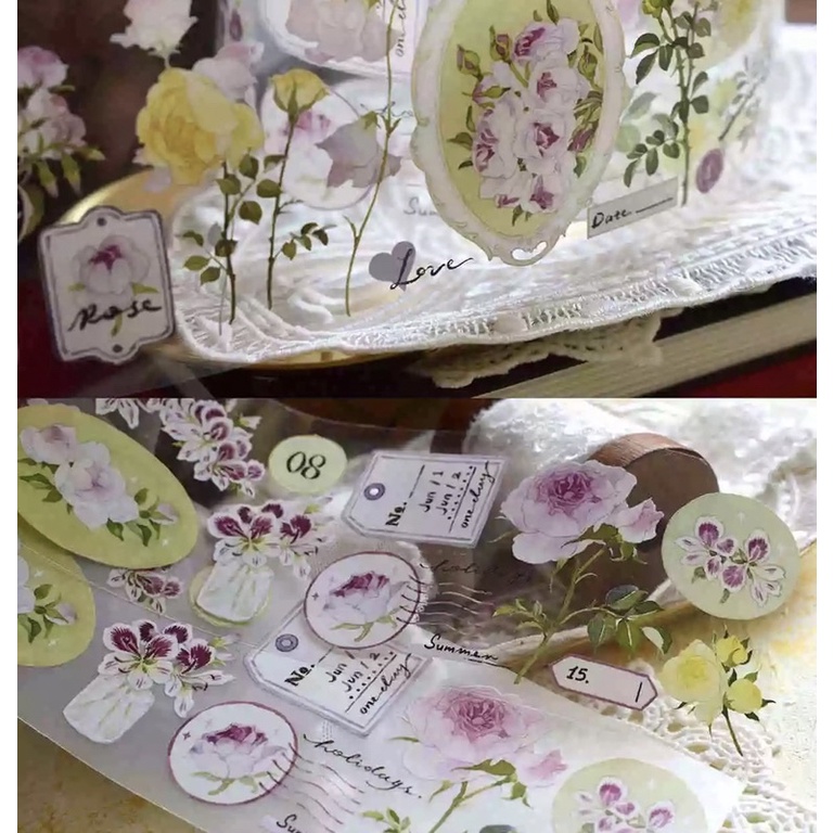 5 mẫu băng dính PET tape hoạ tiết hoa cổ điển nhà WILDBERRY.LAB