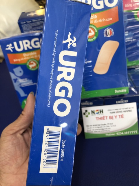 [HÀNG HÃNG] HỘP 102 miếng Băng keo băng dán cá nhân URGO Durable có độ dính cao