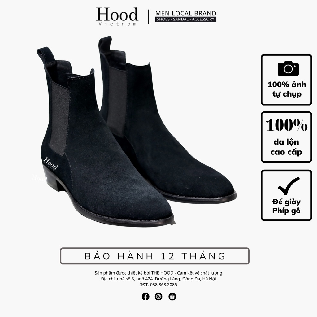Giày Chelsea Boot Classic - Da bò lộn nguyên tấm - Đế phíp gỗ - Bảo hành 12 tháng Hood HoodVN