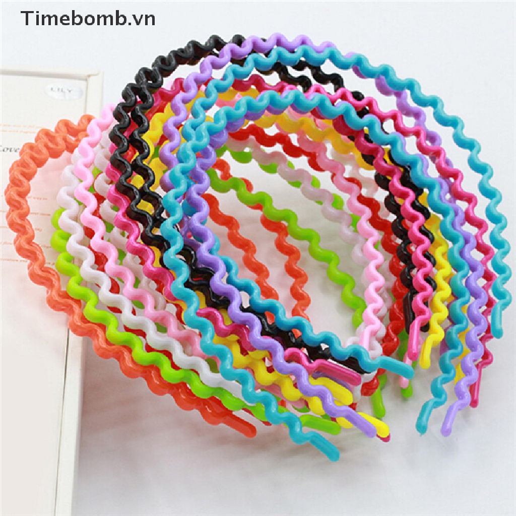 Set 1 / 5 Băng Đô Cài Tóc Gợn Sóng Nhiều Màu Thời Trang Thể Thao