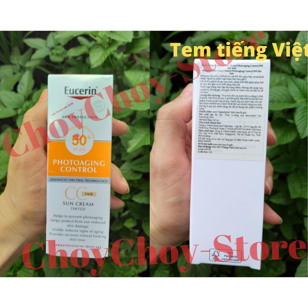 [TEM CTY]  Kem chống nắng EUCERIN Sun Face Tinted CC Cream SPF50+ 50 mL - Kem chống nắng trang điểm