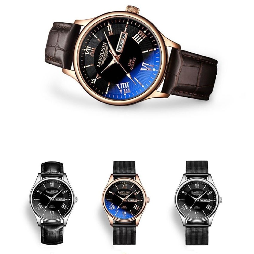 Đồng hồ nam dây da langlishi chống nước bản 3 mặt đồng hồ, DH03A - Lucas shop | BigBuy360 - bigbuy360.vn