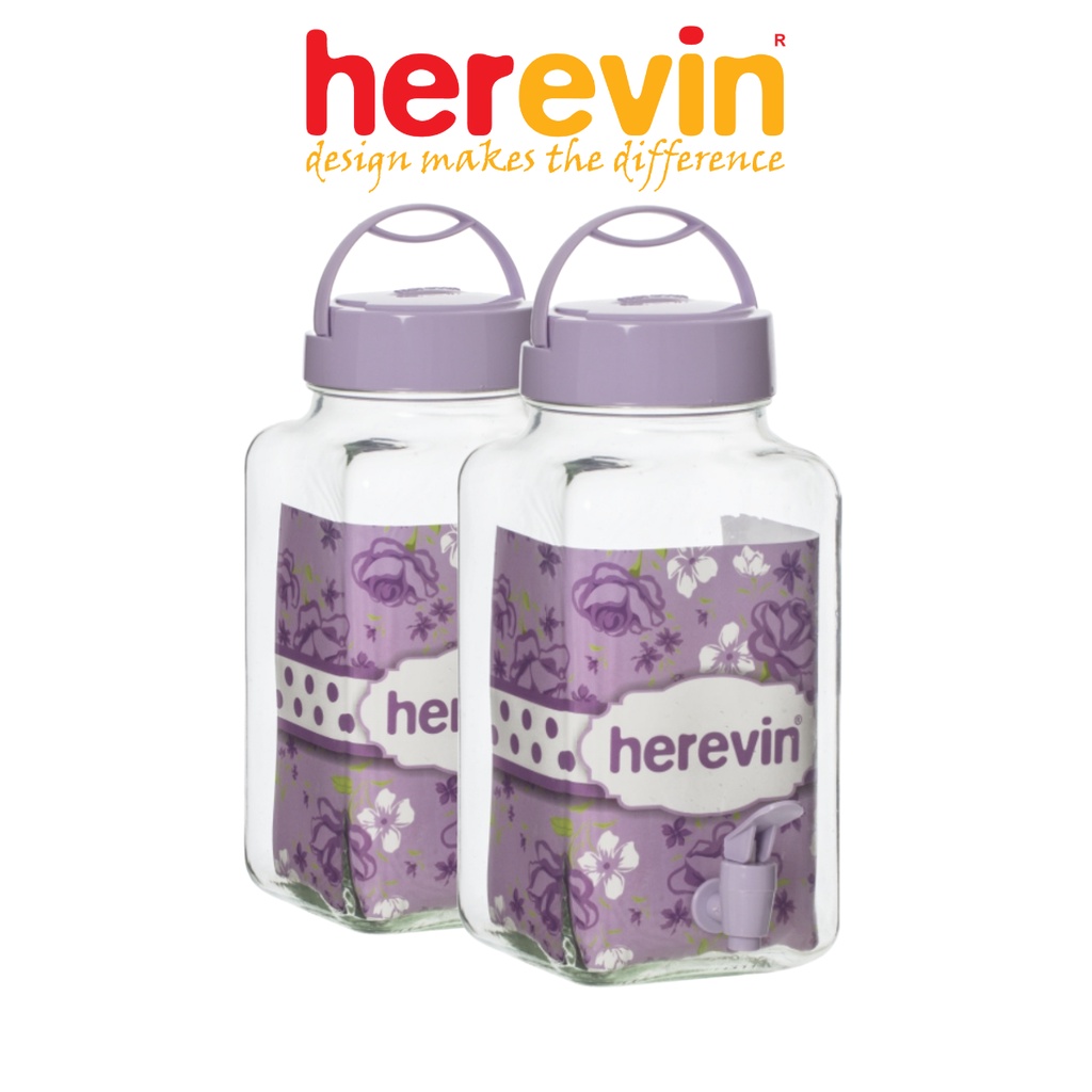 Bình Ngâm Rượu Thuỷ Tinh Herevin Vuông Có Vòi 3L - HEBI137602-503
