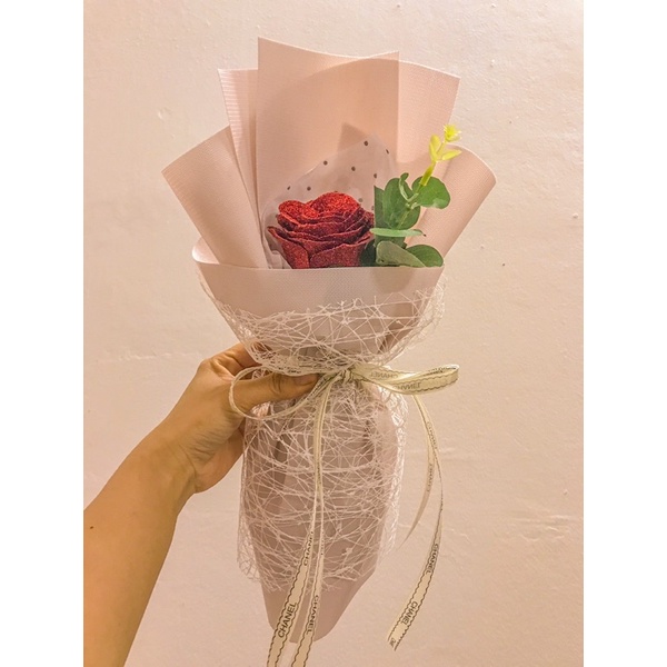 ✔SỈ SỈ SỈ✔ Bó hoa hồng sáp nhũ 1 bông sang chảnh