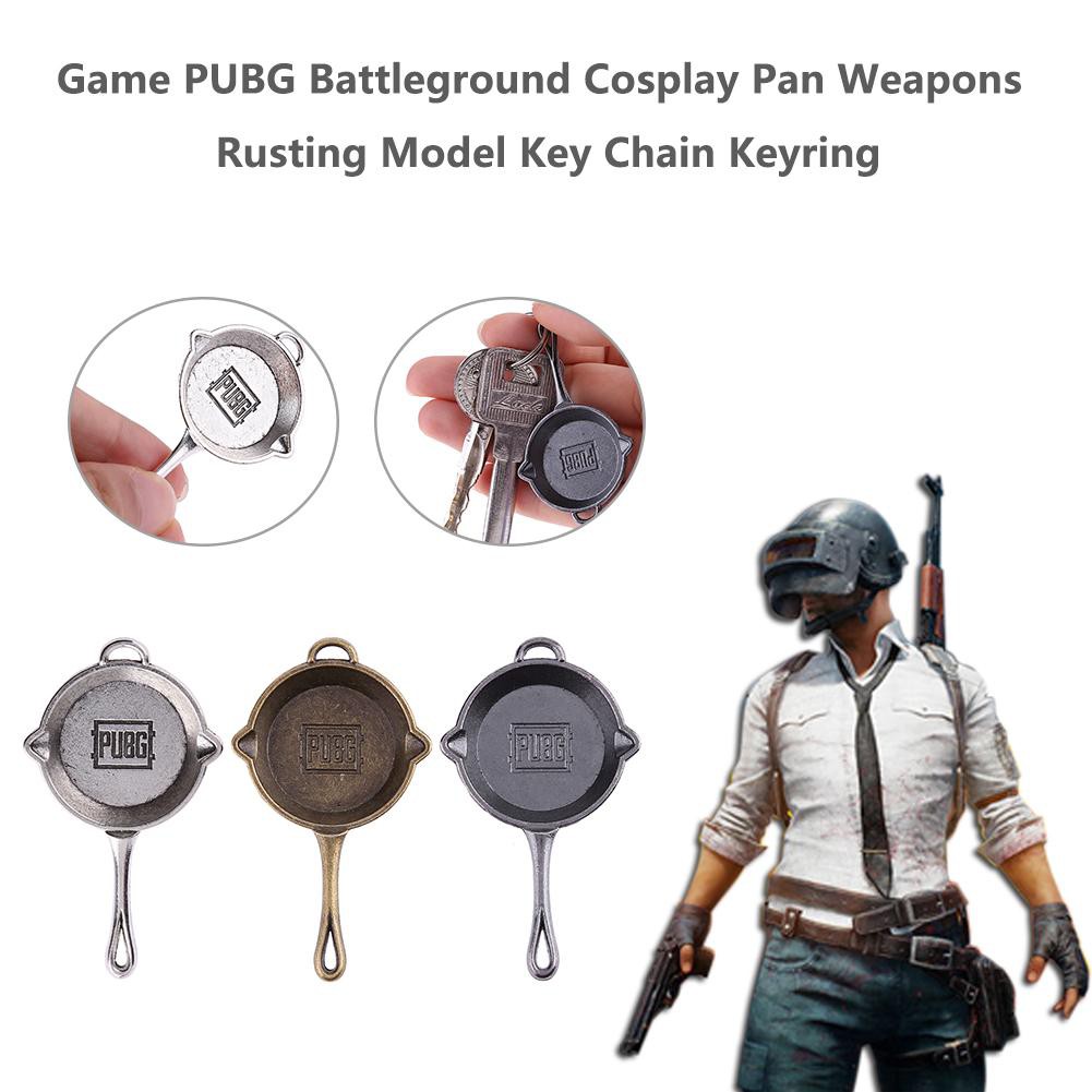 Deceble Game PUBG Battleground Cosplay Pan Weapons Rusting Model Key Chain Keyring