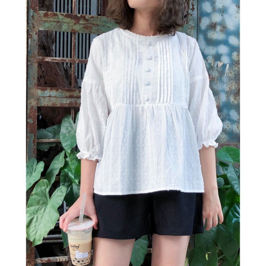 {xuu_design} Áo babydoll cổ ren tay bèo tiểu thư A 262 Ulzzang (hàng QCCC) - Có ảnh thật + video thật HIHISHOPHAHA | BigBuy360 - bigbuy360.vn