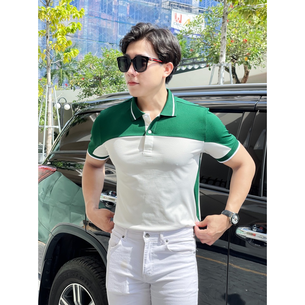 Áo polo nam cổ bẻ phối vai 2 màu chất vải cá sấu Cotton xuất xịn,chuẩn form, sang trọng - thanh lịch TB050