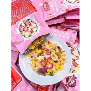 Ngũ Cốc Sữa Chua Hoa Quả YOGURT BLOCK FRUIT OATMEAL- Tím + Hồng 400g