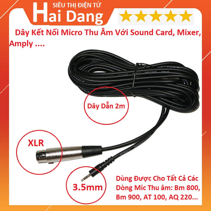 Dây Cắm Micro Thu Âm Canon XLR ra 3.5mm - Dây Cắm Micro Thu Âm Dài 2M Bảo Hành 6 Tháng