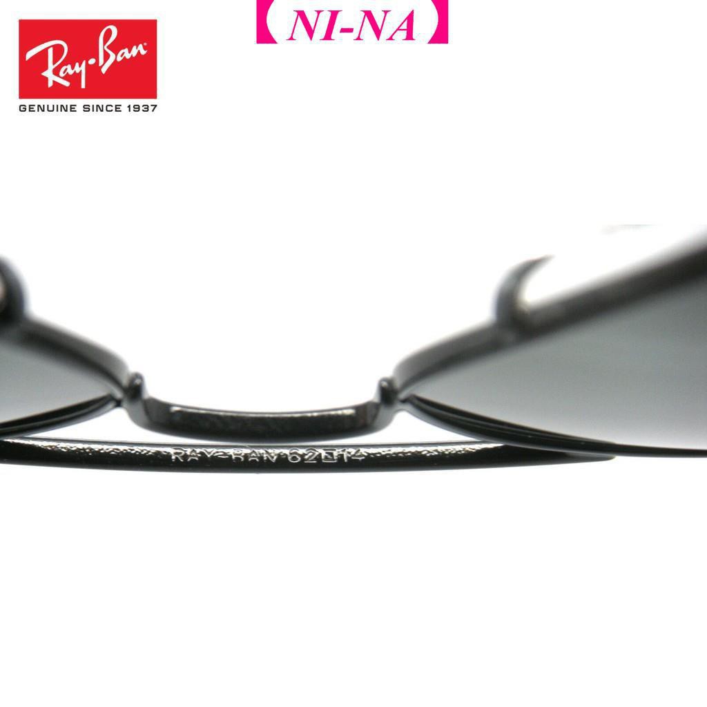 Kính Râm Ray / Ban Ban Ban Aviator Gọng Đen Phân Cực Tự Nhiên Màu Xanh Lá Rb 3025 002 / 58 62mm