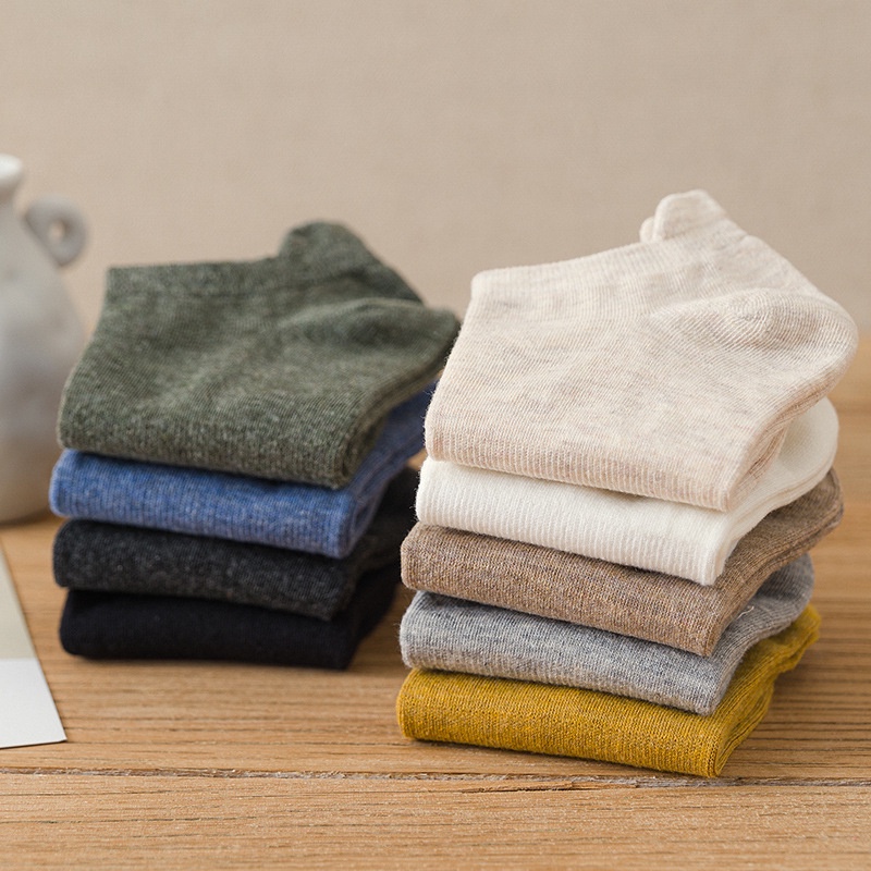 Vớ thuyền WAFNHA D436 bằng cotton màu trơn thoáng khí dành cho nam