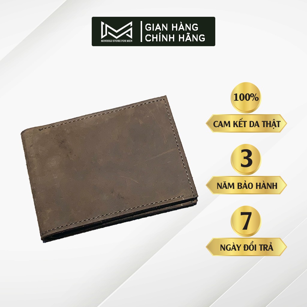 Ví Da Nam Mini Cao Cấp MOZADO Da Thật Nguyên Tấm Kích Thước 12x9.5 cm VB180113