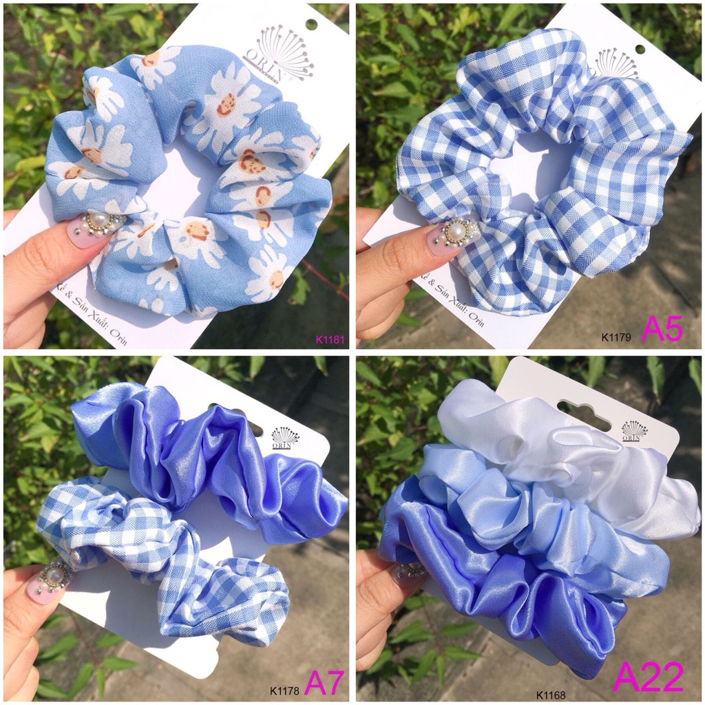 (Ảnh thật) Set 3 buộc tóc ,cột tóc scrunchies siêu xinh Orin K1179 K1178 K1177 K1181