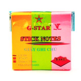 Giấy Note 3 Màu Dạ Quang G-Star