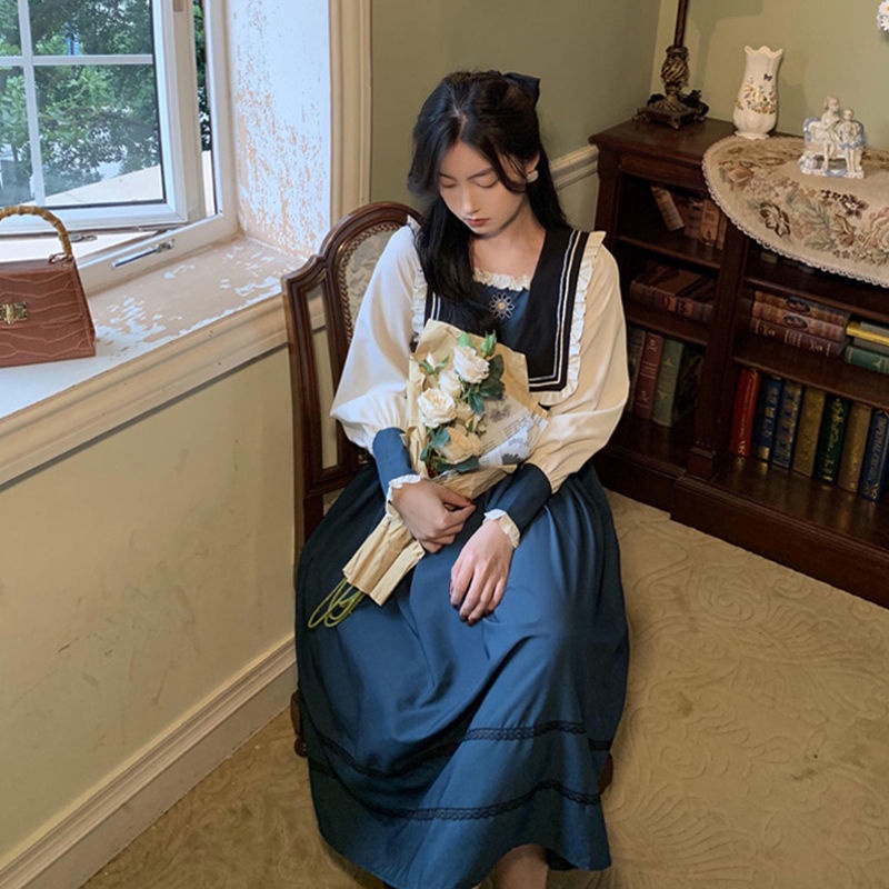 Đầm Phối Ren Bèo Thêu Họa Tiết Thời Trang Pháp Cổ Điển