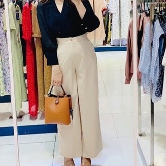 Quần suông túi chéo cài cúc kim loại Emspo QL1235