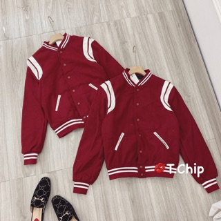 Áo bomber đỏ đô viền trắng loại 1