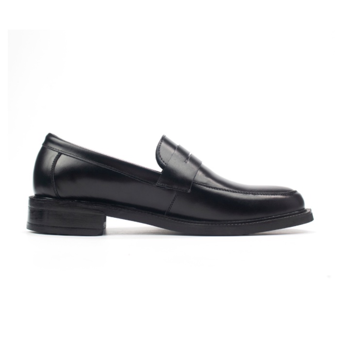 Giày Penny Loafer Black da bò thật nguyên tấm cao cấp LF-02