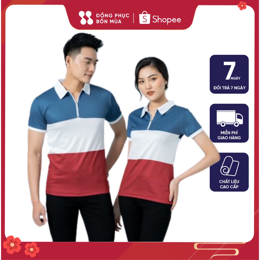 Áo phông nam nữ Polo có cổ phối viền đẹp, vải mềm, co giãn, mặc siêu mát sẵn hàng kèm video