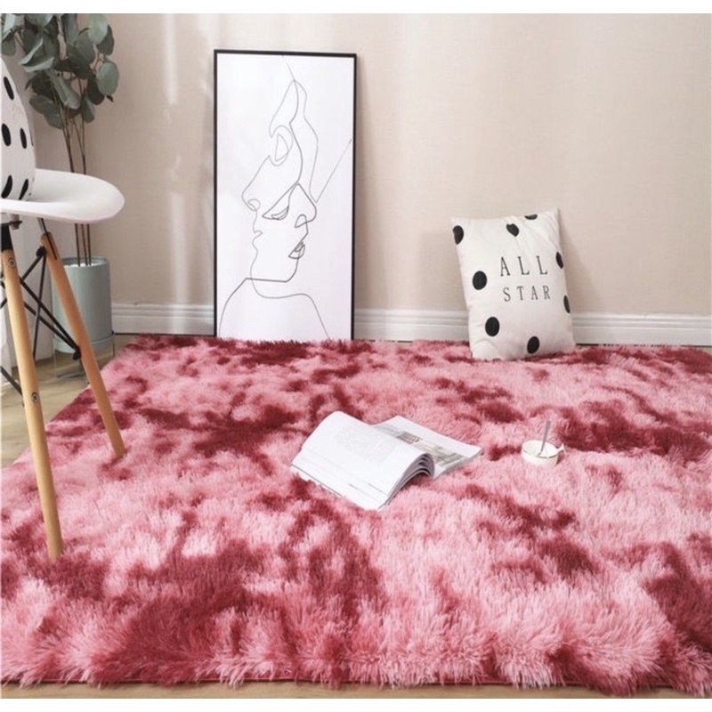 Thảm lông loang 1m6x2m trang trí decor phòng trải sàn phòng ngủ phòng khách chụp mẫu sản phẩm
