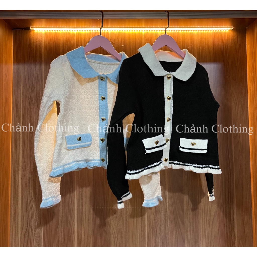 Áo Khoác Cardigan Chất Len Lông Dày Dặn, Kèm Tag Nơ, Áo Tiểu Thư- hàng quảng châu có sẵn