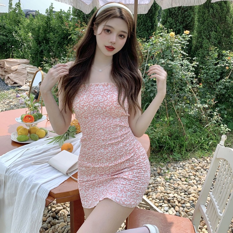Đầm Không Tay Chất Liệu Chiffon In Họa Tiết Phong Cách Hàn Quốc Quyến Rũ Dành Cho Nữ