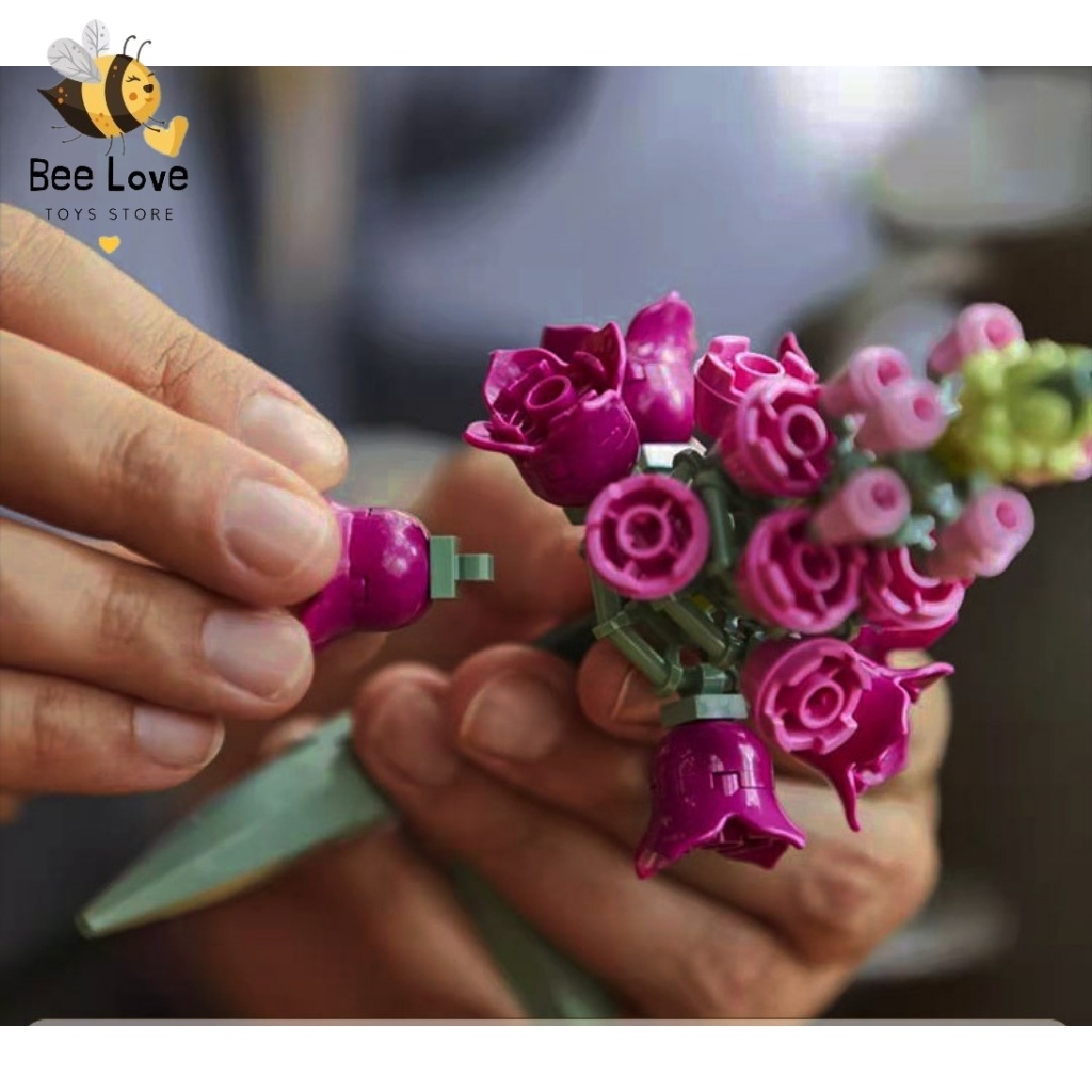 Bộ xếp hình Lego hoa decor Flower Bouquet, bộ đồ chơi lắp ráp cho bé phát triển não bộ kết hợp trang trí BL92 BeeLove