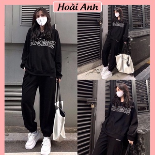 Set Nỉ Cosmos  Unisex Bộ Nỉ Quần Ống Boom Áo Dài Tay Hoodie Form Rộng Nam Nữ Ulzzang