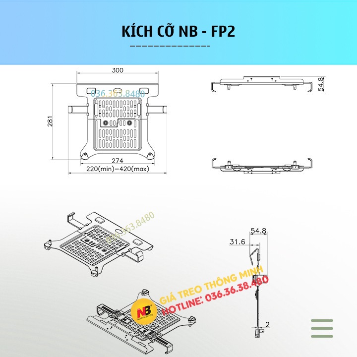 [ COMBO NB F80 + NB FP2 ] Giá Đỡ , Kẹp Latop - Máy Tính Bảng 10 -17 Inch / Kẹp Thành Bàn - Chính Hãng NorthBayou