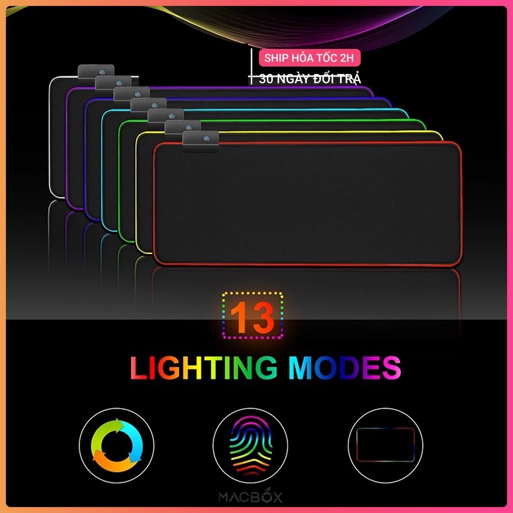 Lót chuột led rgb pad chuột cỡ lớn nhiều mẫu full box 90x40 80x30 siêu dày, bền chống nước bảo hành 12 tháng