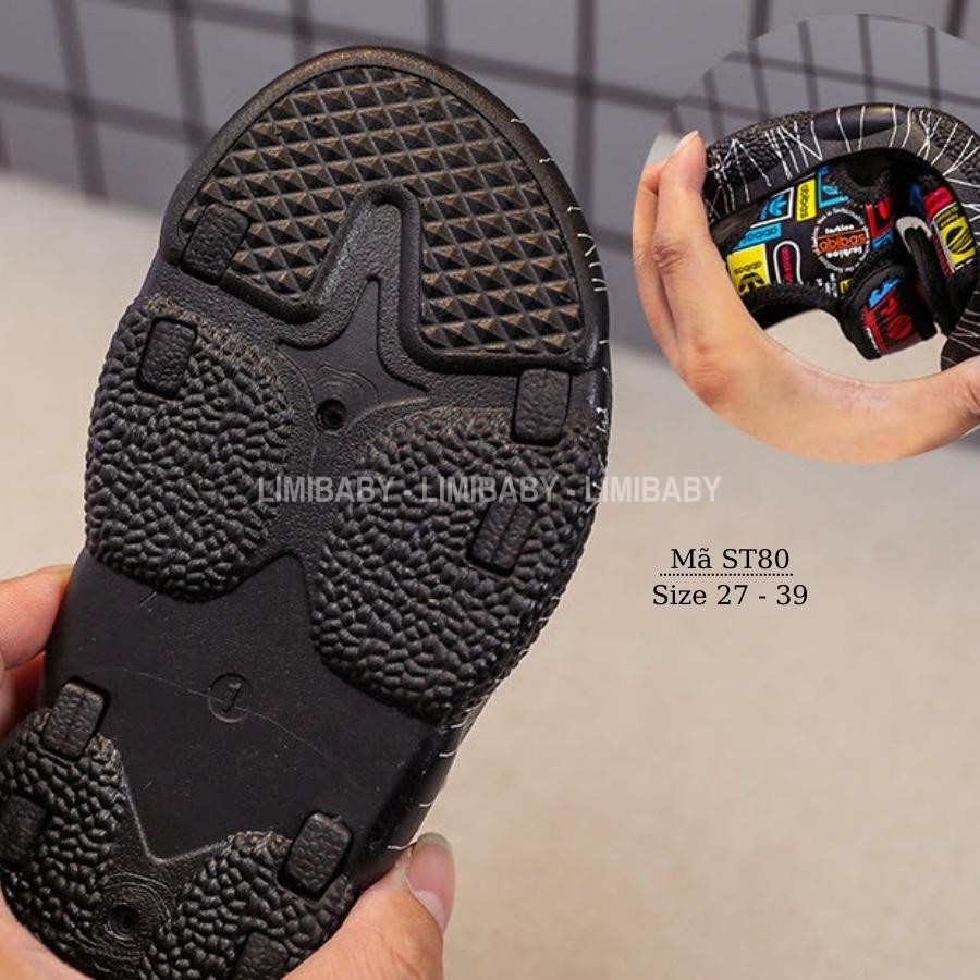 Sandal bé trai quai hậu Abibas 3 - 12 tuổi quai ngang dán nhiều màu cá tính thời trang cho trẻ em đi học đi biển ST80