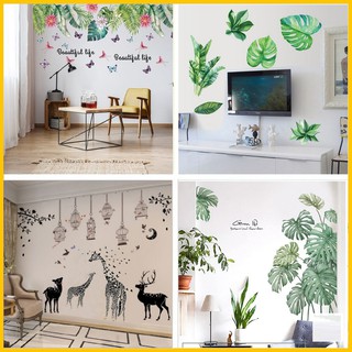 Decal dán tường trang trí họa tiết Hoa Lá - Động Vật - Decal trang trí cắt bế sẵn có keo phía sau