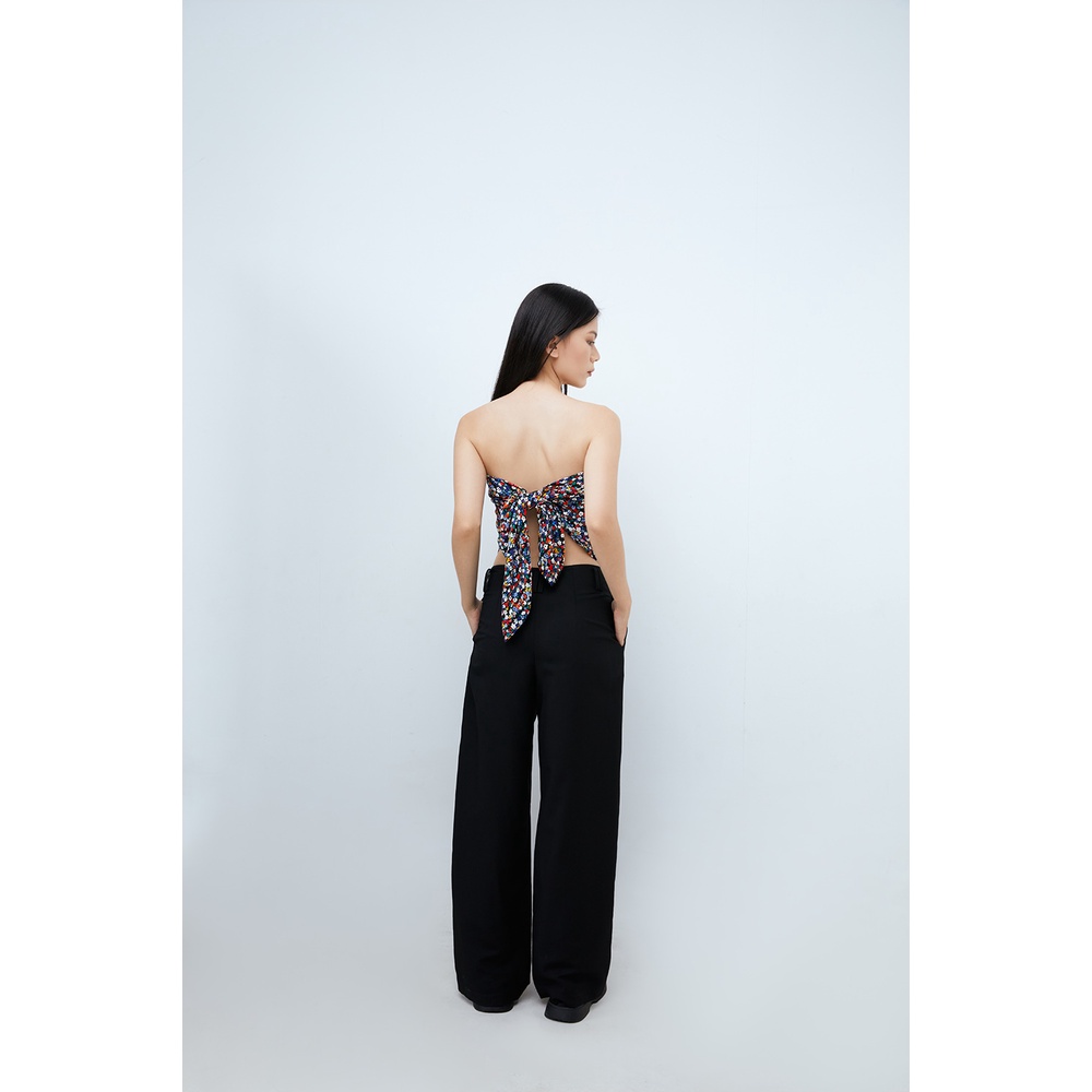 DOTTIE - Quần tây dáng rộng lưng thấp nữ đen Q0263