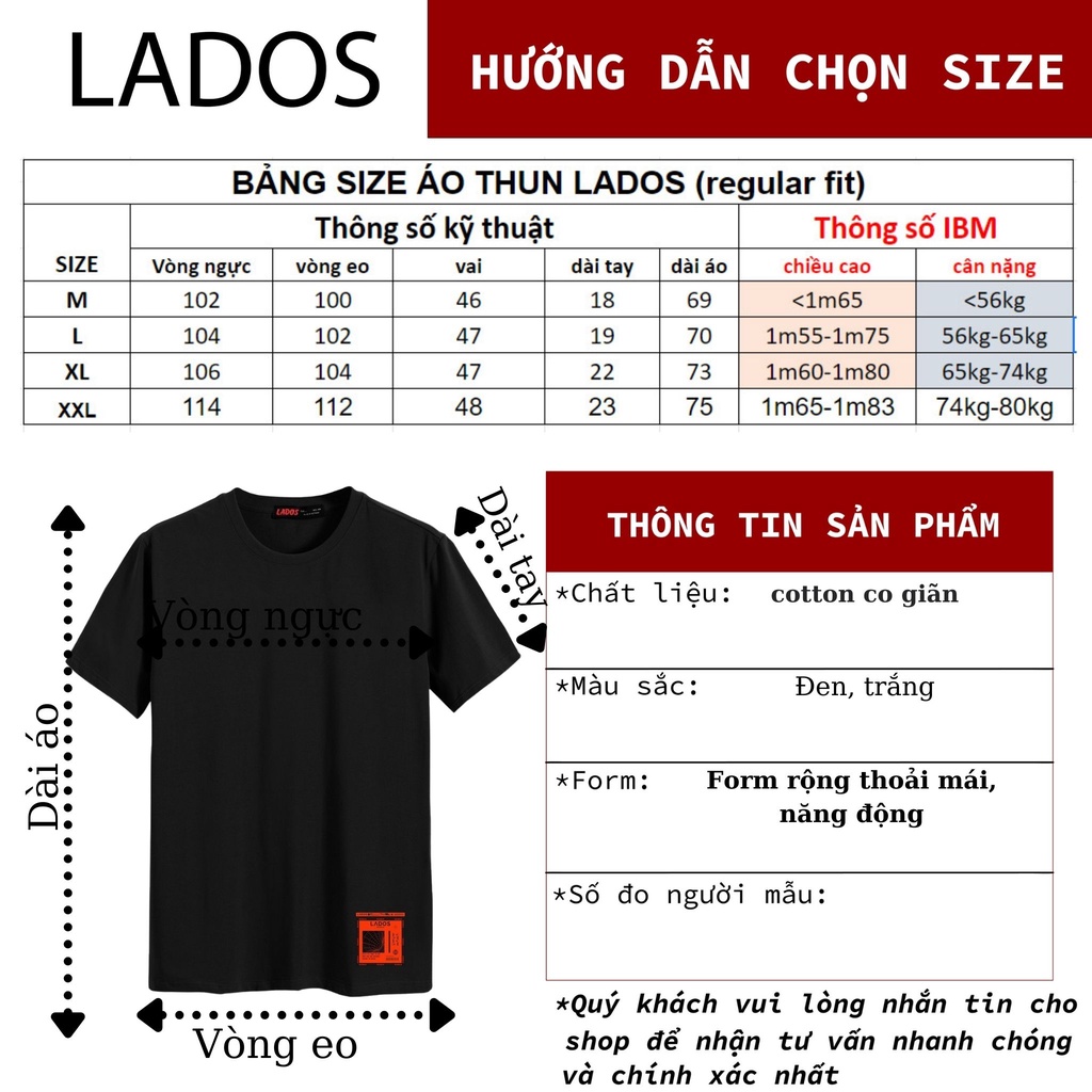 Áo thun cổ tròn trơn nam, nữ cotton tay ngắn LADOS 9101 phông rộng thoáng mát, dễ phối đồ