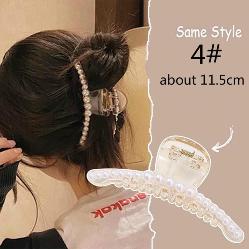 Korean Big Pearl Bead Hair Claw Clip for Women Ponytail Holder Hairpin Headwear