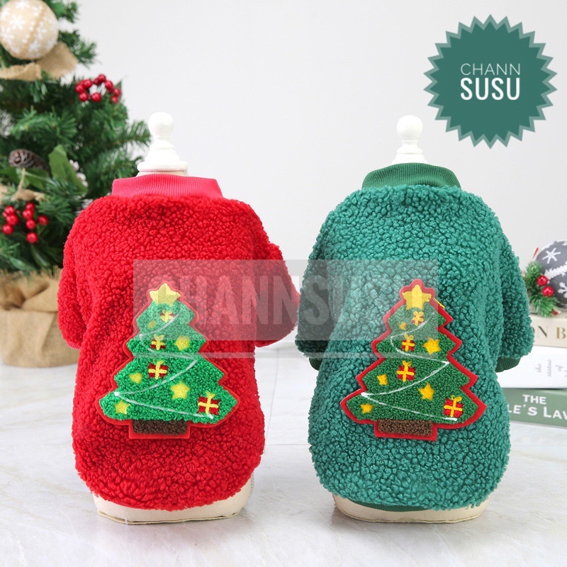ÁO CHÓ MÈO - Áo 2 chân lông sần cây thông noel tuần lộc ông già tuyết cho chó mèo thú cưng
