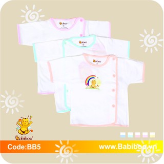 Áo cài cúc bác sĩ viền màu tay ngắn Babiboo