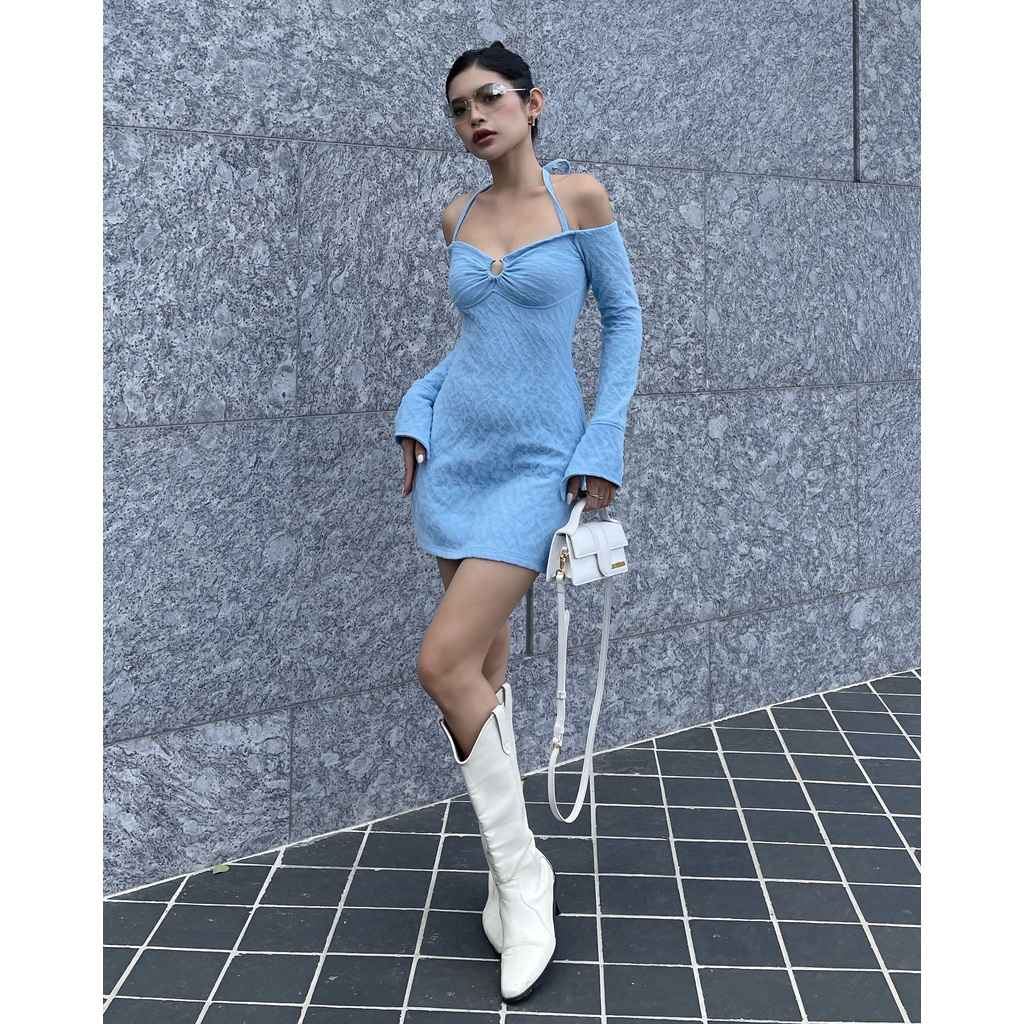 Đầm thun ôm SheByShj trễ vai màu xanh dương - Blue Dara Dress