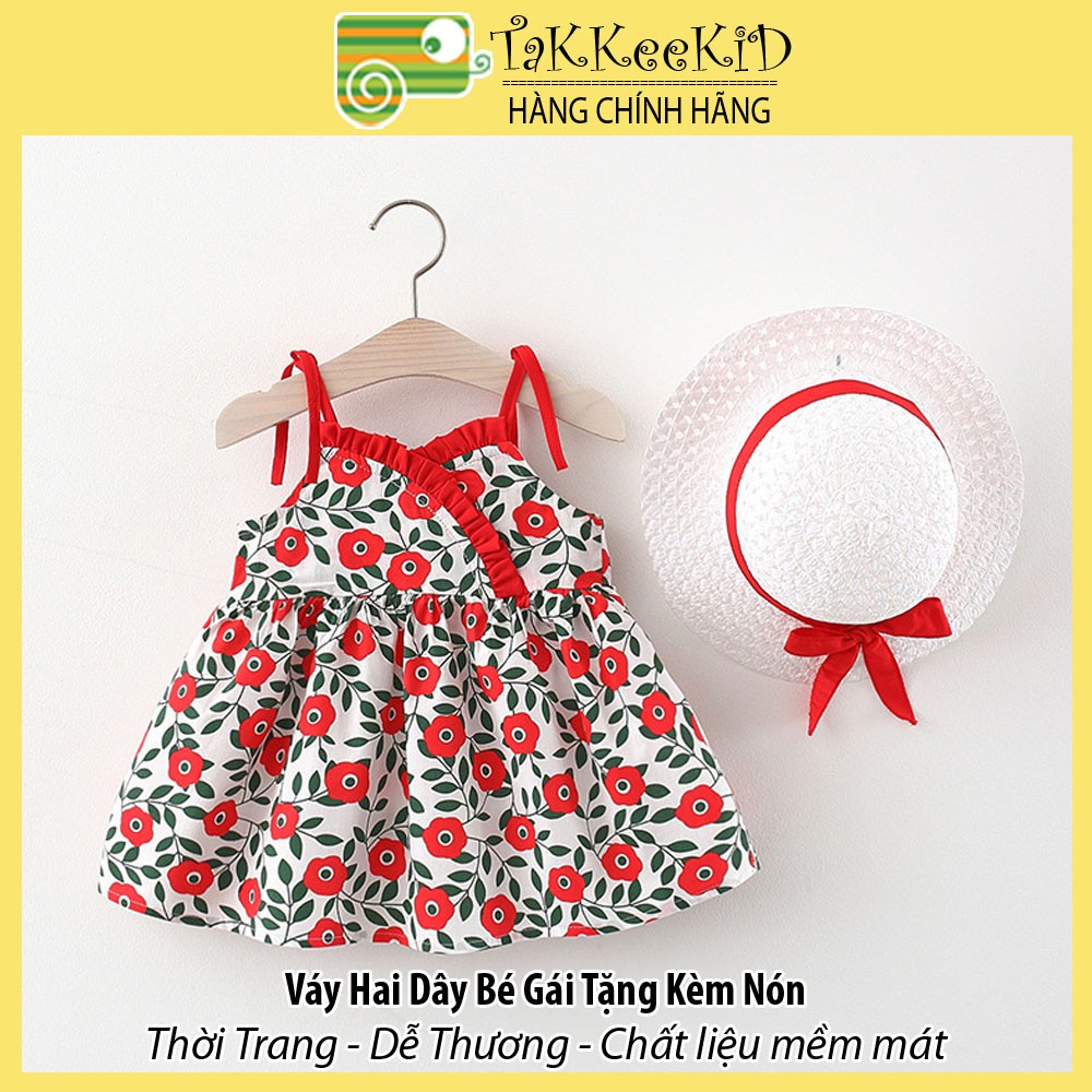 Váy Hai Dây Bé Gái, Đầm Hè Bé Gái Tặng Kèm Mũ Thời Trang Phong Cách